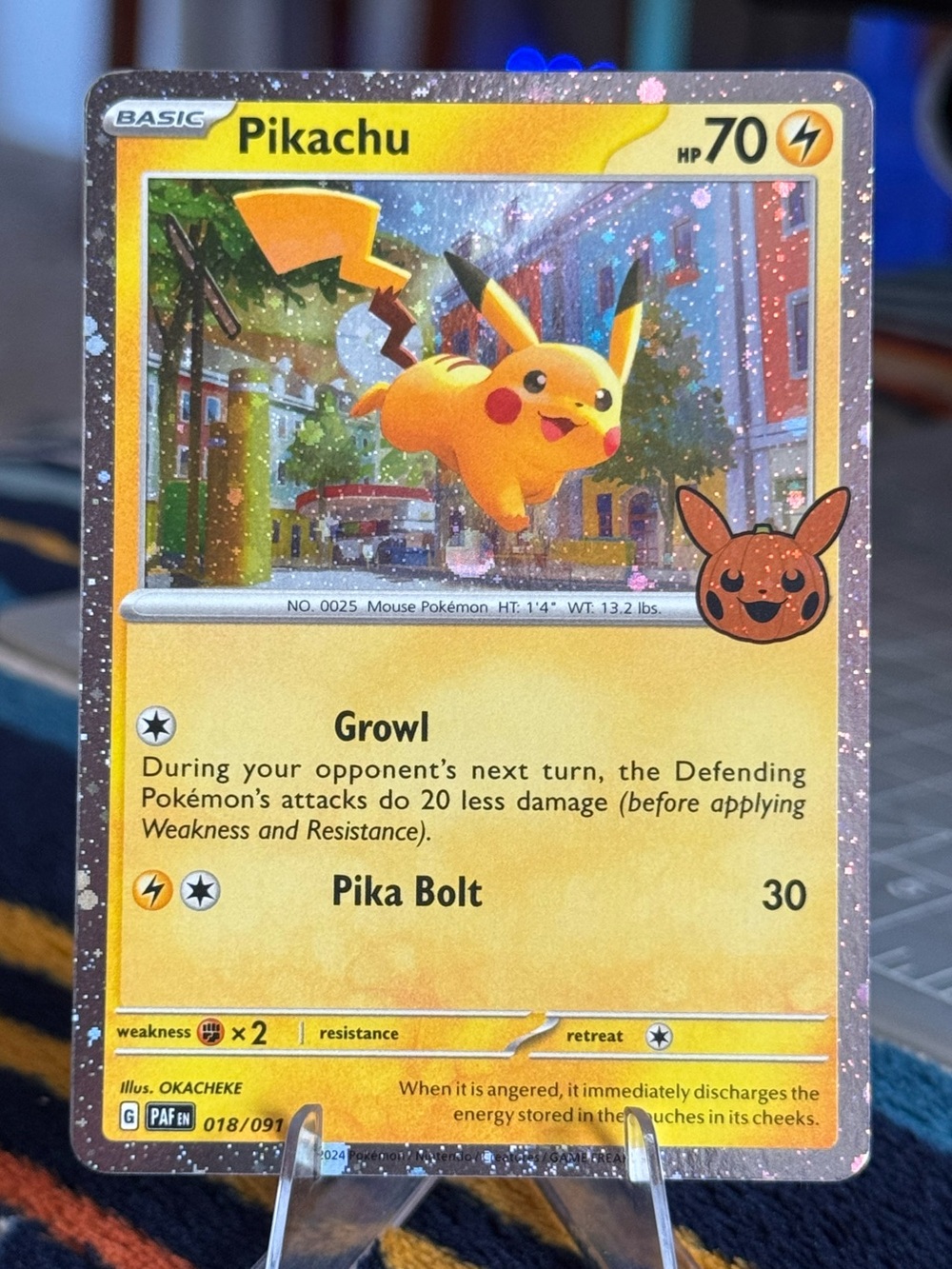 Pikachu Paldean Fates Cosmos Holo Trick or Trade